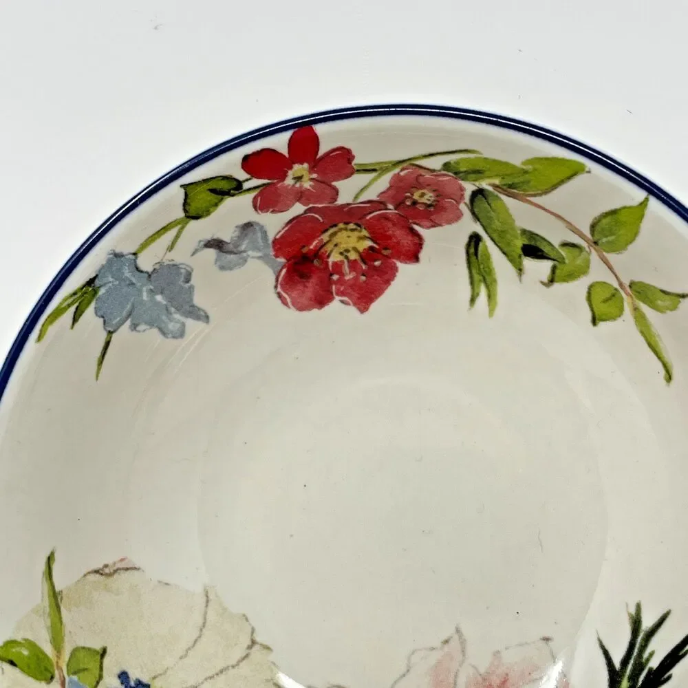 Pottery Barn Floral Ceramic Fruit Bowls Set of 4 Microwave Dishwasher Safe